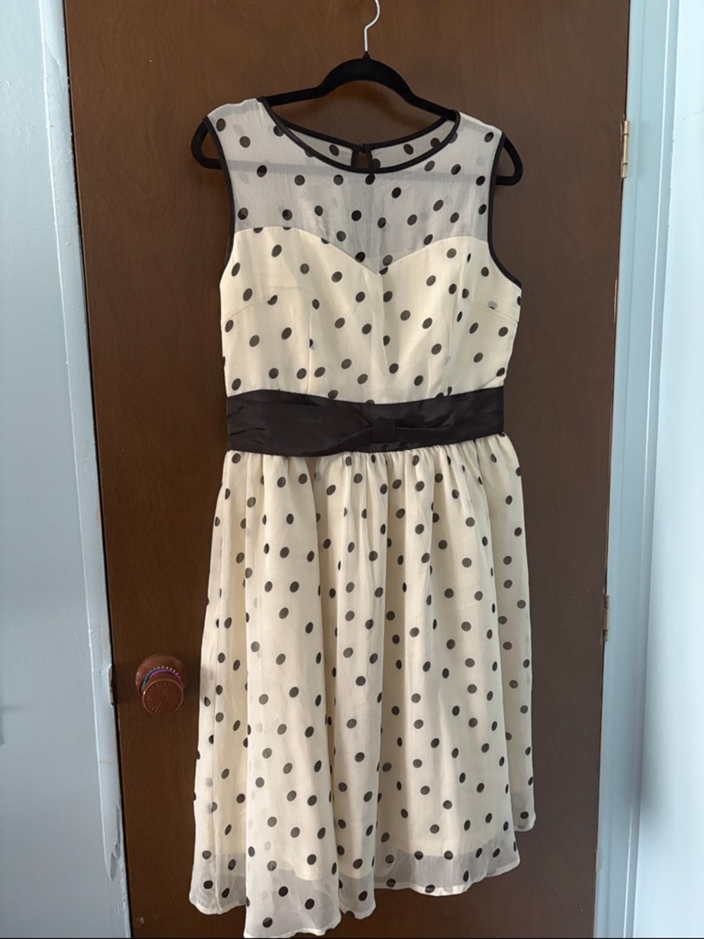 Lindy Bop Cream and Black Polka Dot Midi Dress